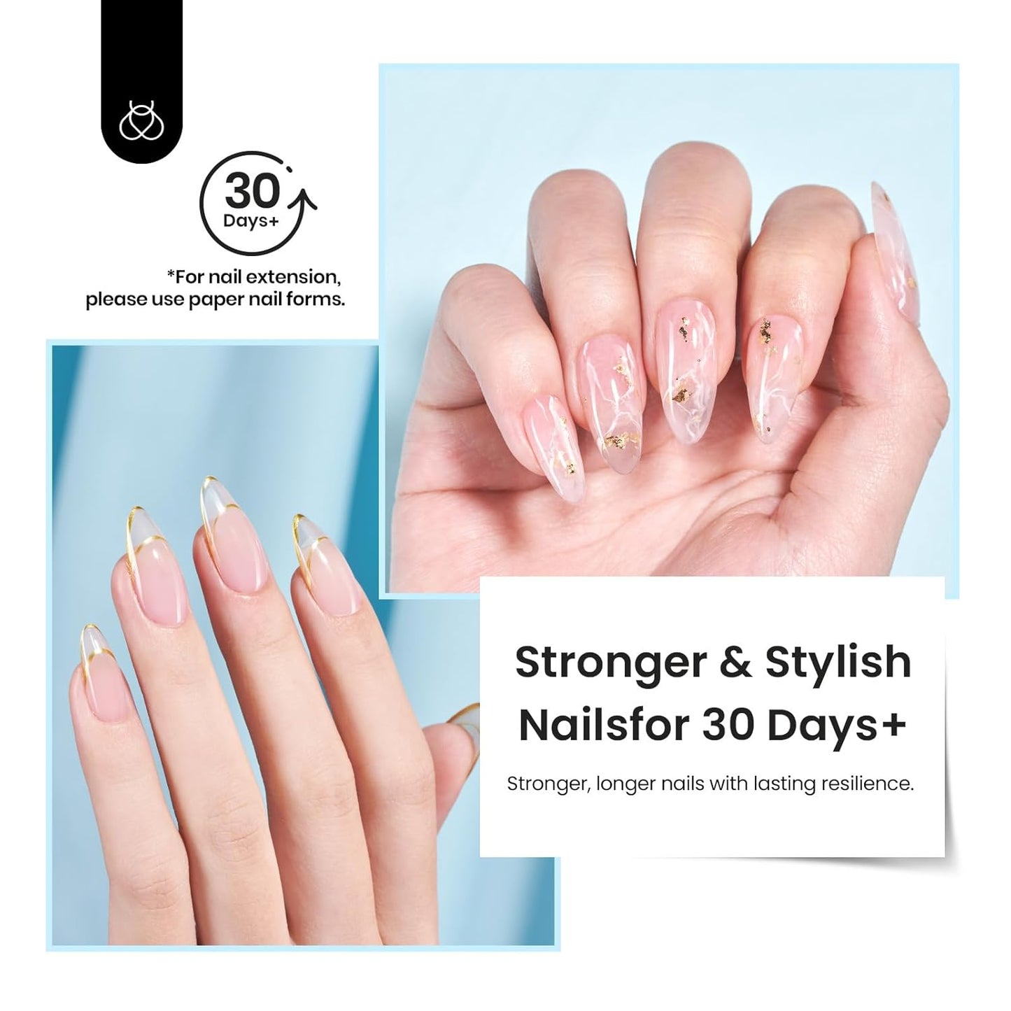 Beetles Builder Gel Set,Dew Glow 2 Pcs 0.5 oz 8 in 1 Nail Strengthening Apex Building Nail Extension for Beginner DIY Salon at Home,Clear Builder Nail Gel for Nails,Fall Nails,UV & LED Lamp Needed