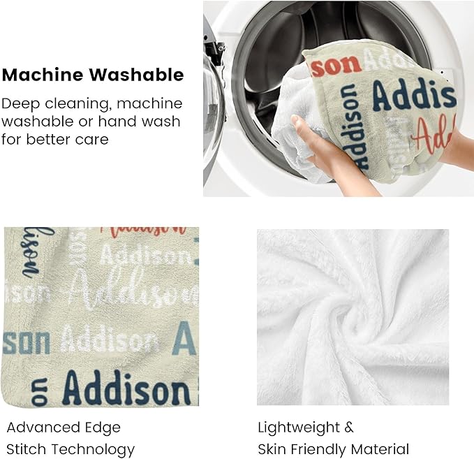 Dr.TOUGH Name Blanket Personalized Blanket for Adult Kids Flannel Customized Personalized Blankets and Throws