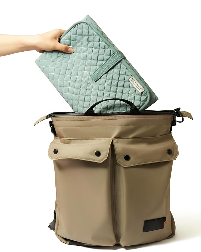 Lily Miles Baby Changing Pad Portable, Diaper Changing Mat with Magnetic Latches, Travel Pad for Diaper Bag, Baby Essentials, Wipeable & Waterproof Mat (Willow Green, Large)