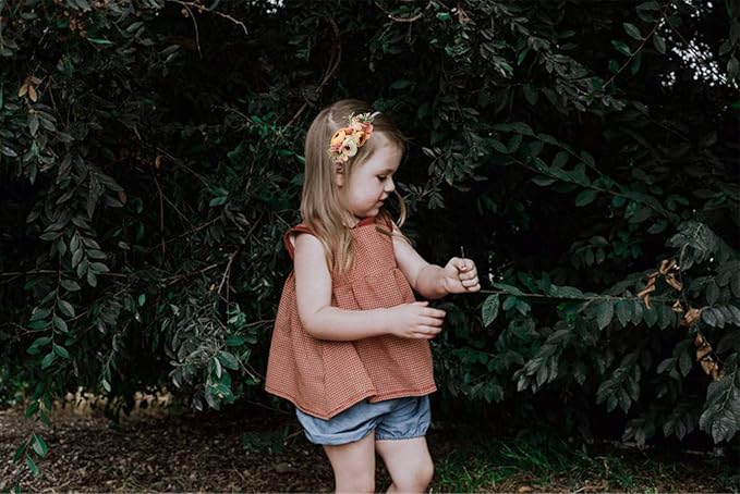 Baby Girl Floral Headbands- 3pcs Nylon Headband Handmade Flower Crown Elastic Hairband Newborn Toddler Hair Accessories Gifts for Girls （1-6 years old）