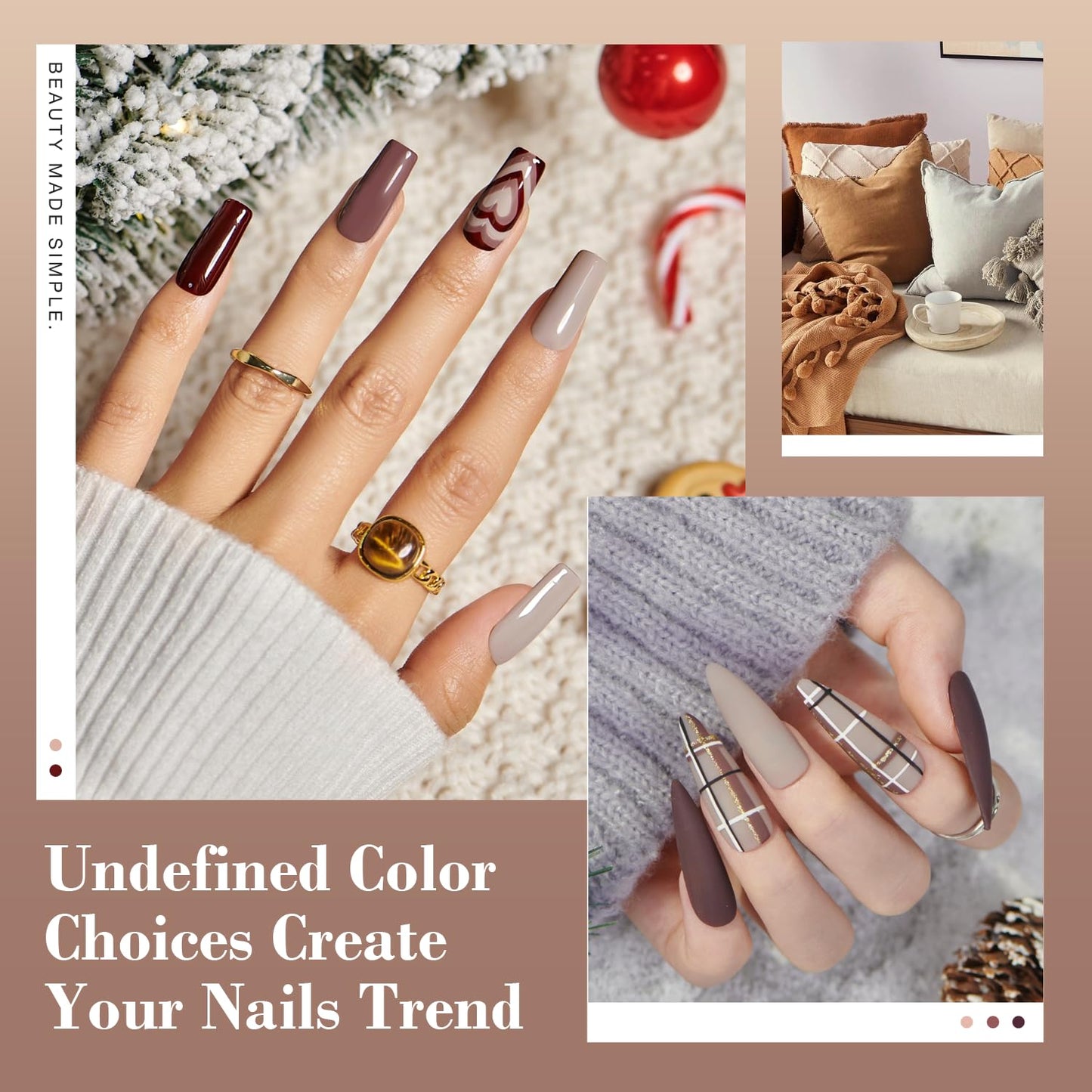 AZUREBEAUTY 30Pcs Dip Powder Nail Kit Starter, 8 Colors Fall Nude Brown Glitter Purple Nude with Nail Sticks, Nail Art Liquid Set with Matte/Base/Top Coat Activator for French Manicure Salon