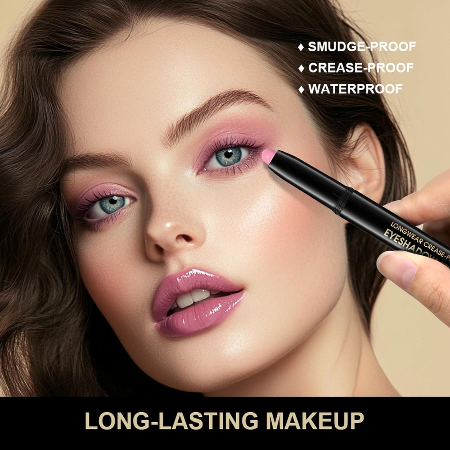 Eyeshadow Stick, Shimmer and Matte Cream Eye Shadow Brightener Sticks Eyeliner Pencil Crayon, Waterproof Long Lasting Eye Highlighter Stick Makeup,0.056 Oz(#7-Sun)