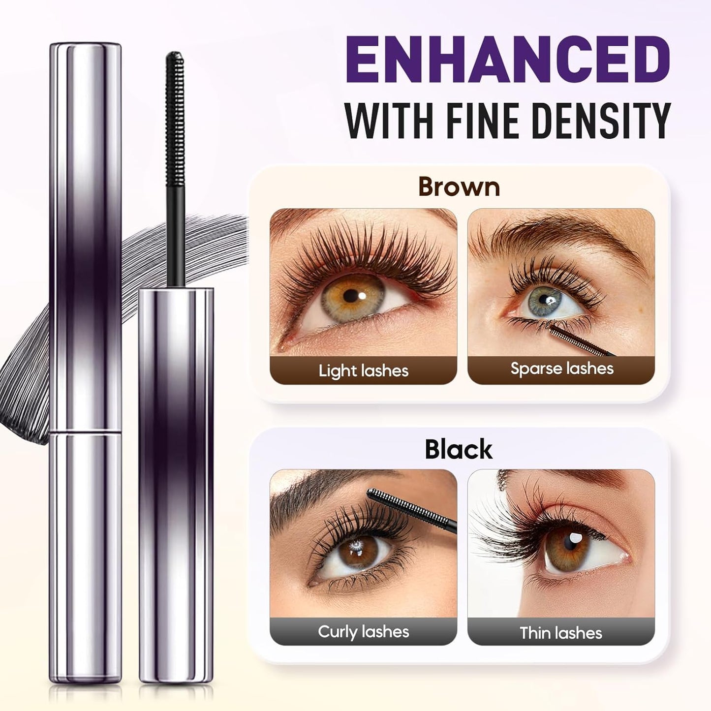 Iron Wand Mascara, 2025 New Metal Wand Mascara Volume and Length Waterproof, Long-Lasting 3D Curling Eyelash Lash Extensions Iron Mascaras (Brown)