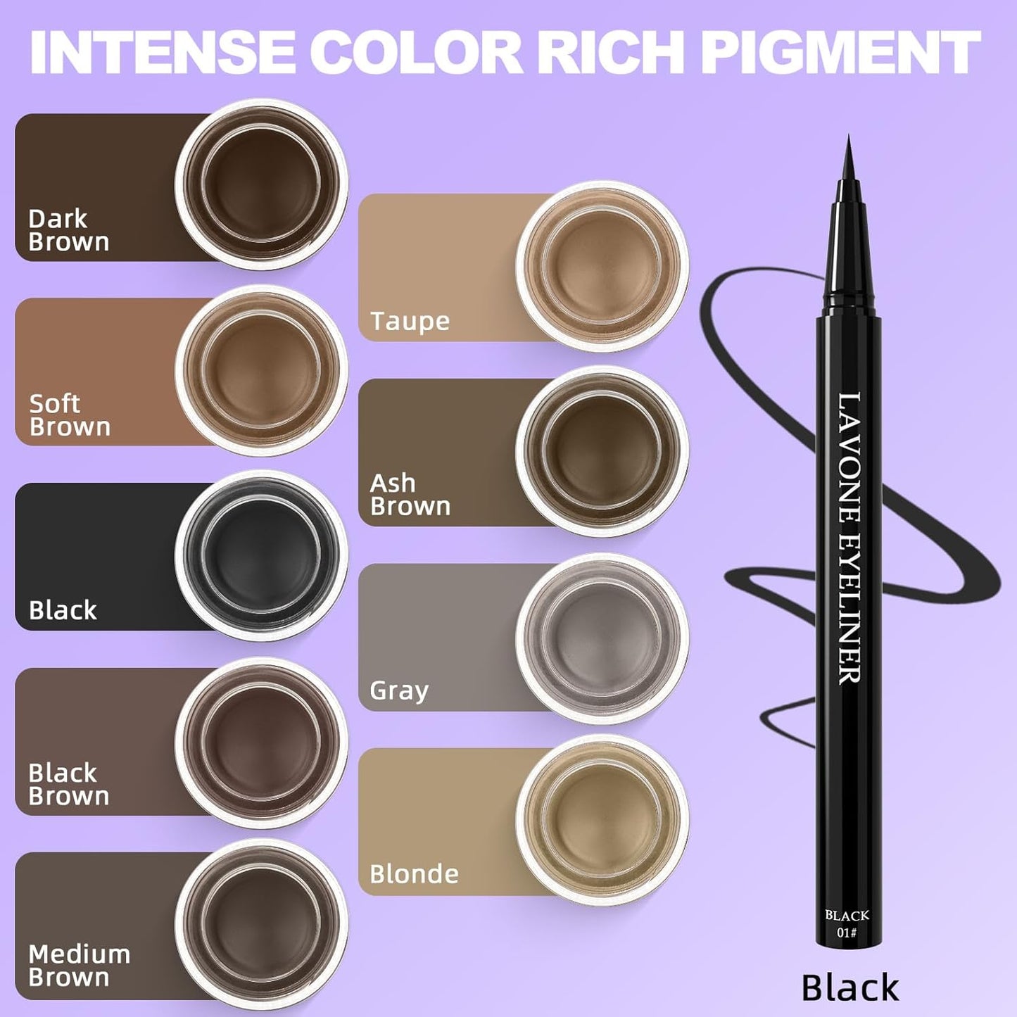 LAVONE Eyeliner Set - Waterproof Makeup Kit with Liquid eyeliner Pencil, Gel Eyeliner & Angled Eye liner Brush, Waterproof, Smudge Resistant, Long Lasting Formula - Taupe