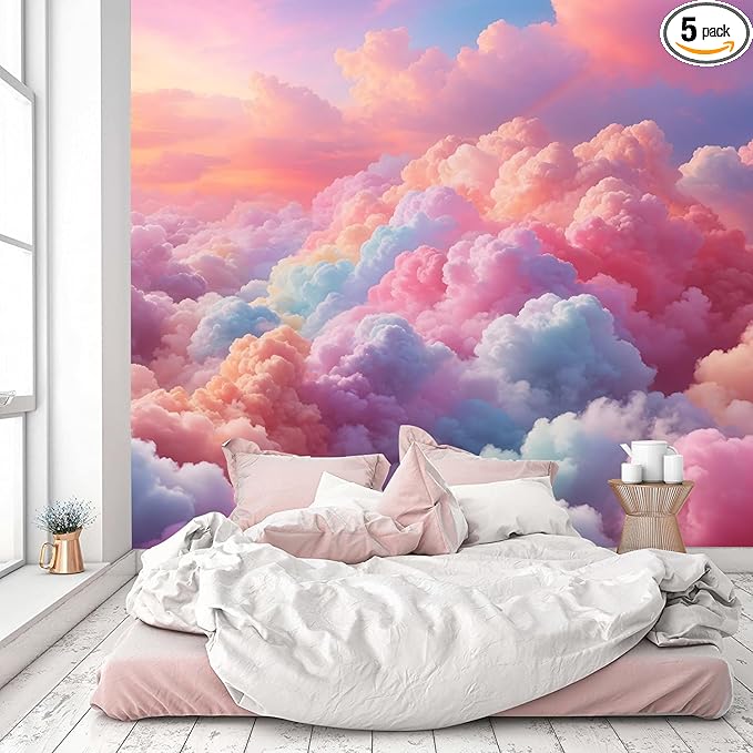 -Colorful Cloud Nursery Wallpaper XT23 S 100" x 65"