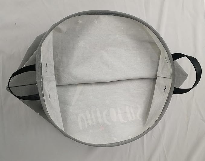 KUNRO Round Laundry Basket Hamper Kids Toys and Clothes Storage Basket Children Gift Basket Baby Toy Organizer Bins for Room Decor (Grey Unicorn)