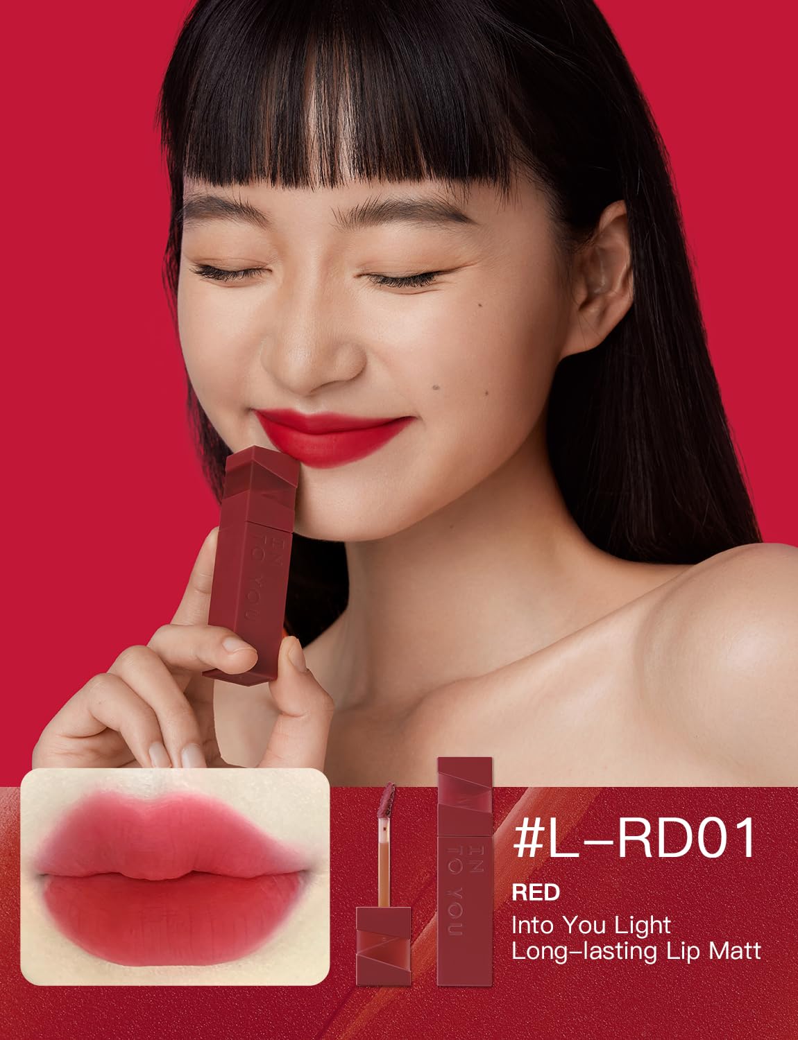INTO YOU Matte Velvet Lip Stain Long Lasting Waterproof Lip Gloss Makeup Moisturizing Lipstick for Women (L-Rd01)