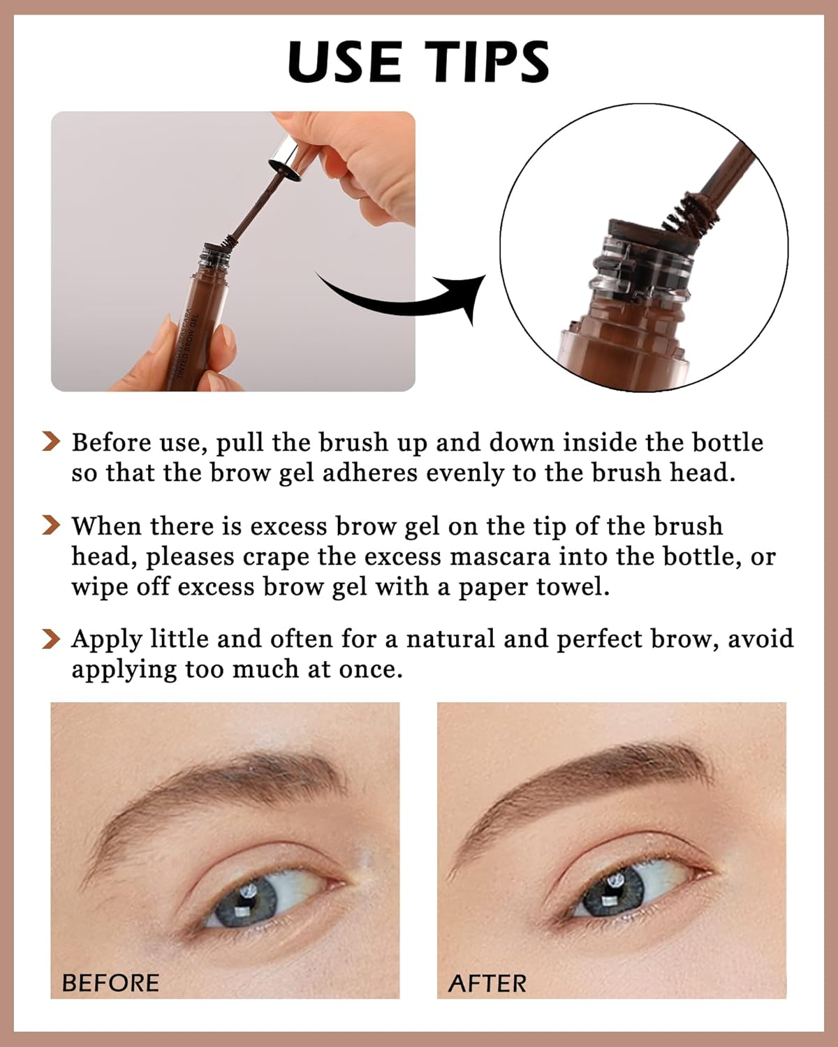 Waterproof Tinted Brow Gel- Long Lasting SmudgeProof Liquid Eyebrow Makeup, Eyebrow Mascara Tinted Brow Glue, Eye Brow Filler, Volumizing Enhance Brow Mascara,With Brow Razor,Gift for Women- 03Brown
