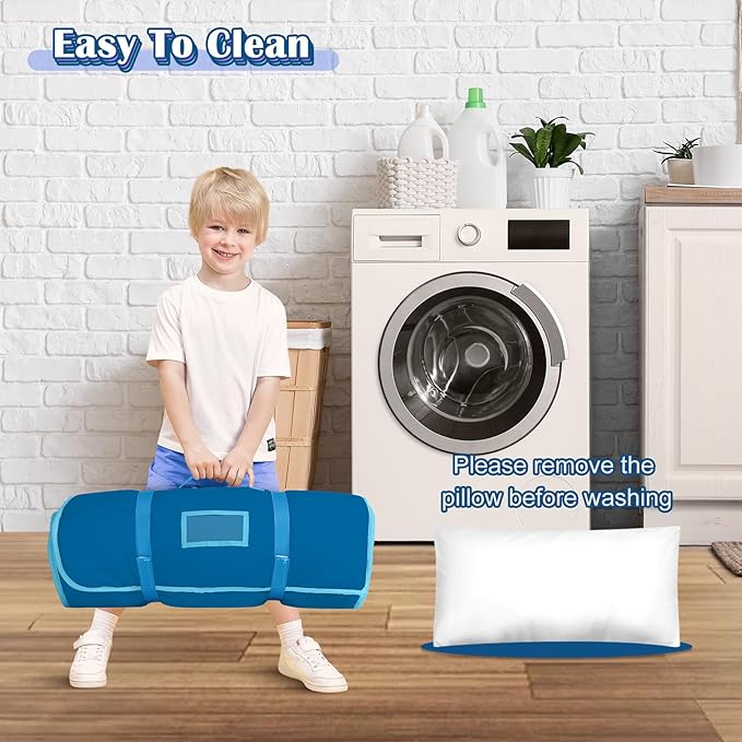 Toddler Nap Mat Kids Sleeping Bag 59"×24", Soft Slumber Bag with Removable Pillow and Blanket for Kids Girls Boys,Roll Up Sleeping Mat Thick for Camping,Daycare, Kindergarden