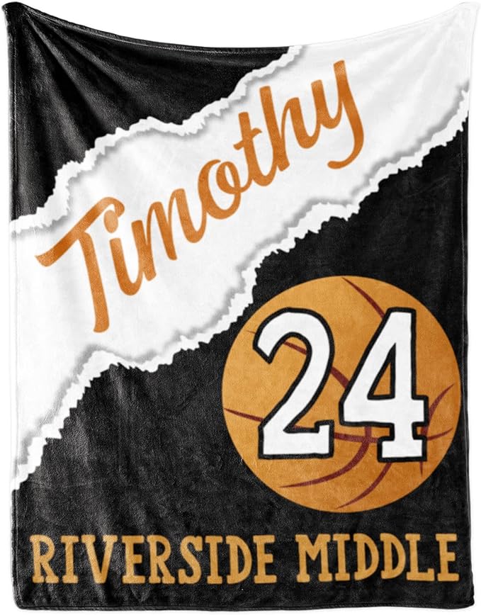Custom Kids Soft Blanket: Personalized Gift for Basketball Football Soccer Softball Lovers Name and Number - Flannel Toddler Bed Blankets (30X40inch)
