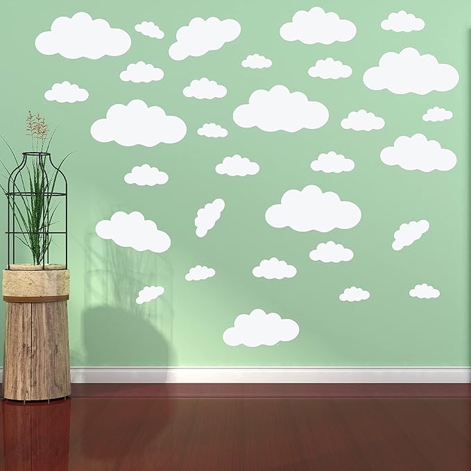 Big Clouds Wall Decals Removable DIY Large Vinyl Sticker Self Adhesive Wallpaper for Living Room Nursery Children Baby Kids Boys Girls Bedroom Decor Home Art Mural Dec
