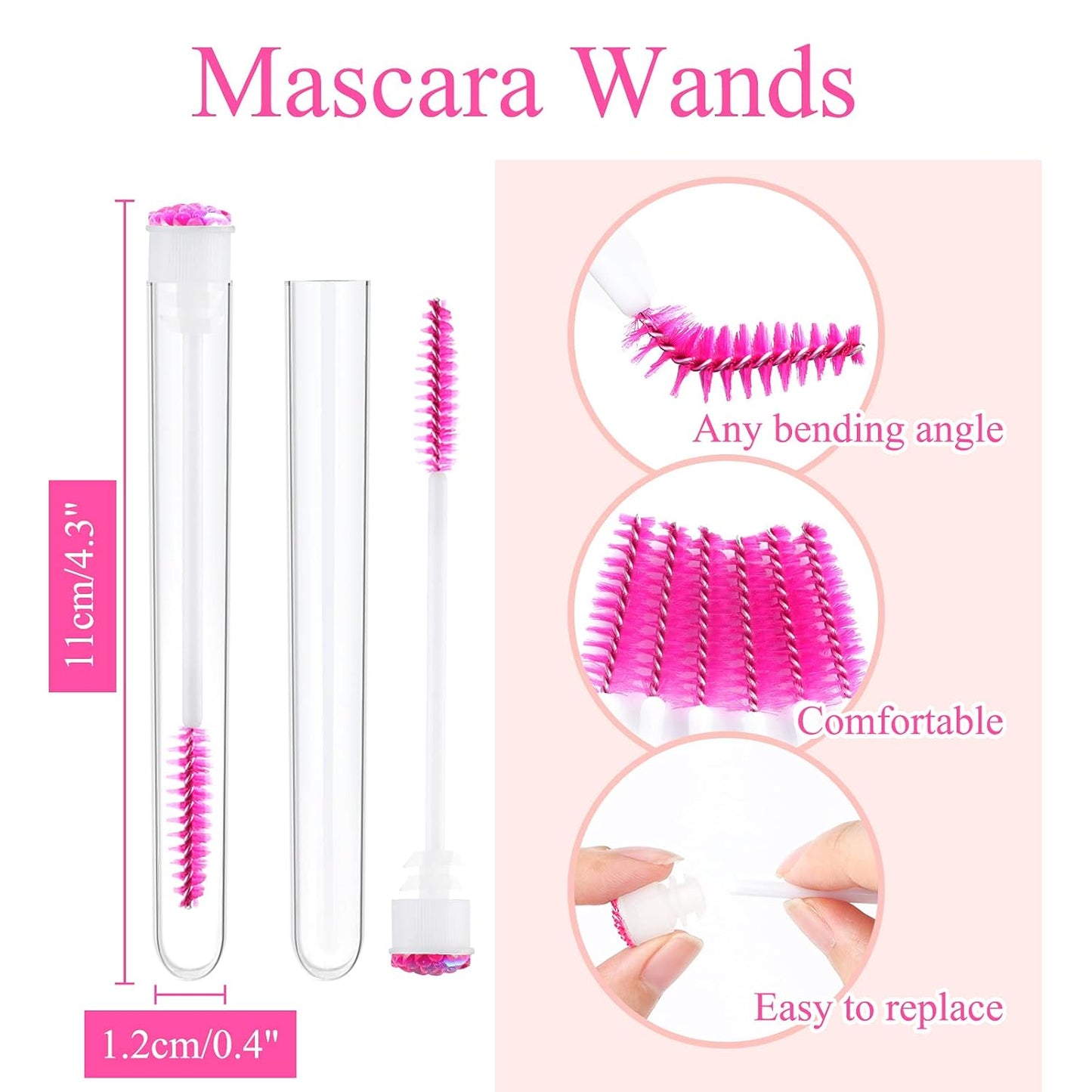 20pcs Lash brush tube Mascara spoolie Lash tubes Mascara wand tube Makeup diamond brushscale d pink