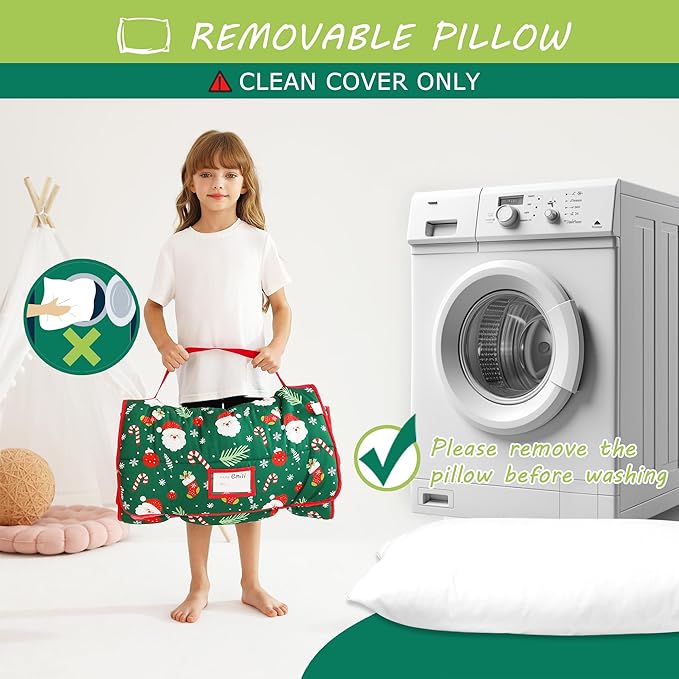 Toddler Nap Mat with Pillow and Blanket, Extra Large Rolled Napping Mats,Slumber Bags for Boys Girls,Kids Sleeping Bag for Daycare, Preschool Travel Camping