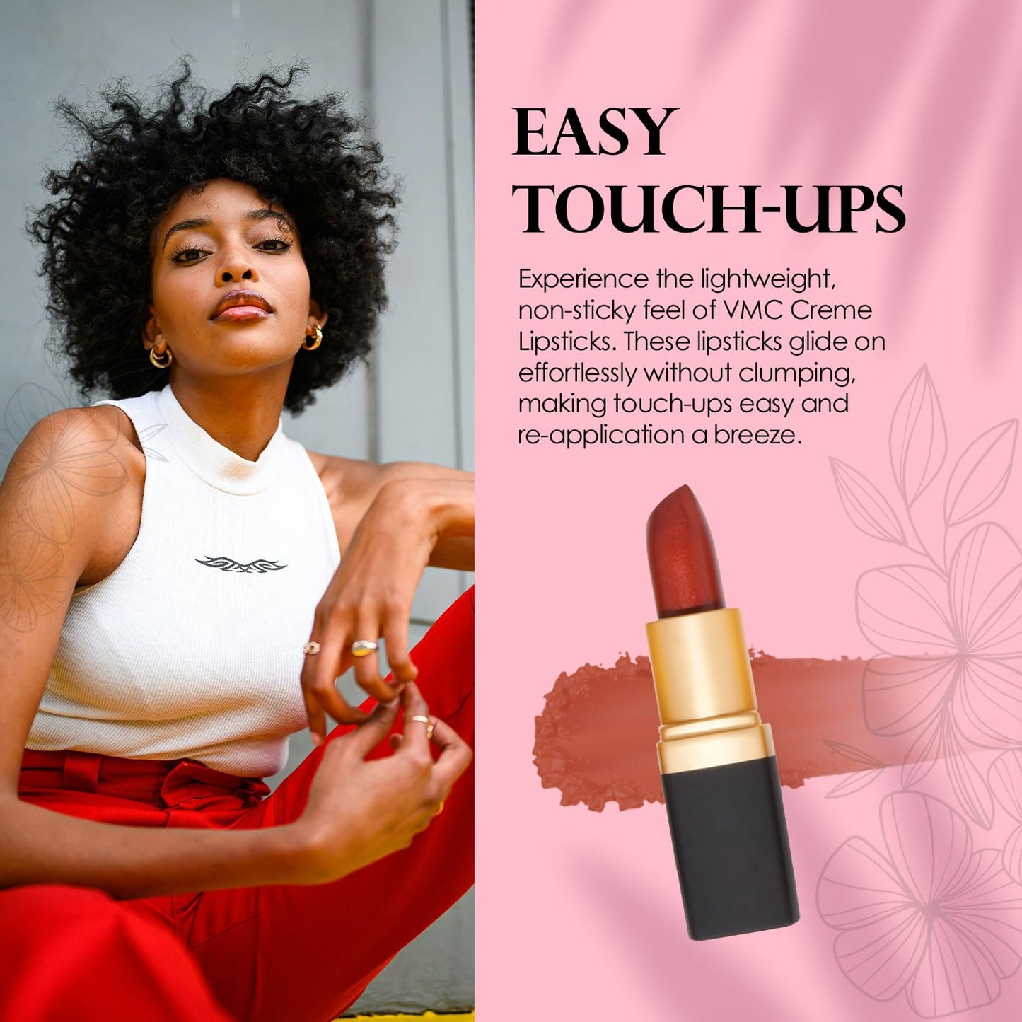 Vera Moore Creme Lipstick, Long Lasting, Lightweight, Opaque Color with Staying Power, Fragrance, and Paraben Free Cosmetics Soft Lipstick (Russett)