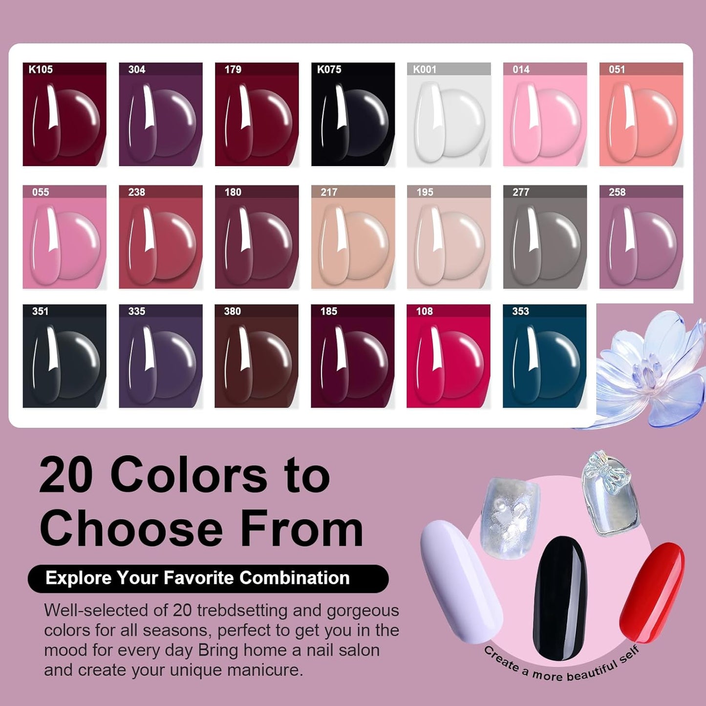 31 Pcs Dip Powder Nail Kit Starter - 20 Colors Nude Pink Skin Dipping Powder Liquid Set with Base Top Coat, Activator, Brush Saver, Nail Buffer and Brush No Needed Lamp Curing