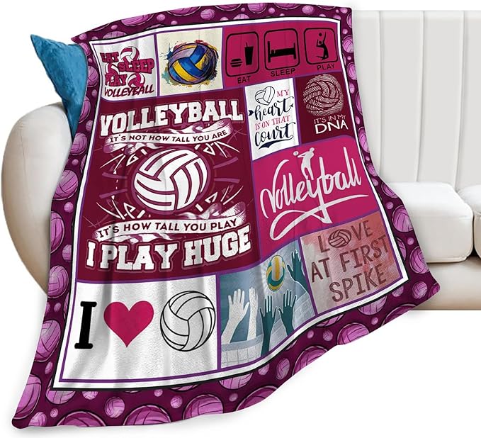 Volleyball Blanket Volleyball Decor Throw Blanket Gifts for Girl Woman Kids Super Soft Flannel Lightweight Fluffy Plush Fuzzy Fleece Sports Blanket for Bed Sofa 40"X50"
