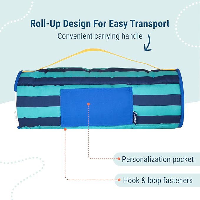 Wildkin 43-inch Kids Nap Mat – Soft Microfiber Toddler Sleeping Mat with Pillow