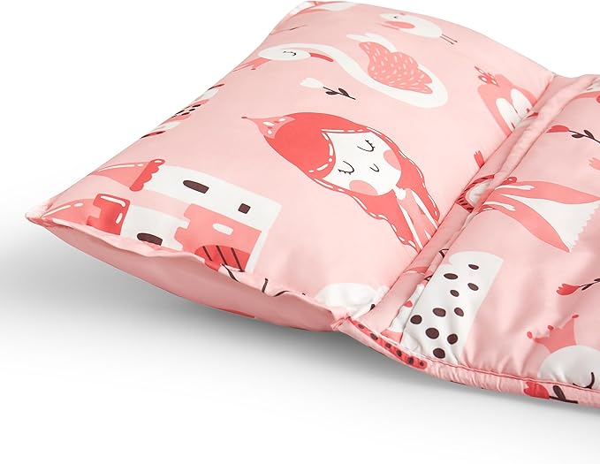 Toddler Nap Mat with Removable Pillow & Minky Blanket Sleeping Bag for Kids Handle & Fastening Nap Mats for Preschool Daycare Kindergarten Kids Sleeping Bag (Ages 2-7 Years) Blue Dinosaur