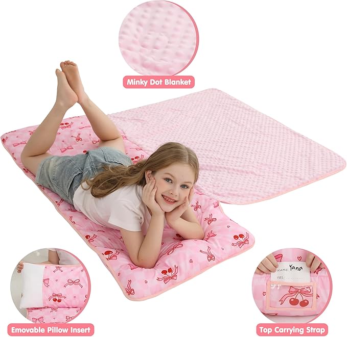 Viviland Toddler Kid Nap Mat for Preschool, Slumber Bag with Pillow and Blanket, Daycare Sleeping Bag Kindergarten Sleep Mat