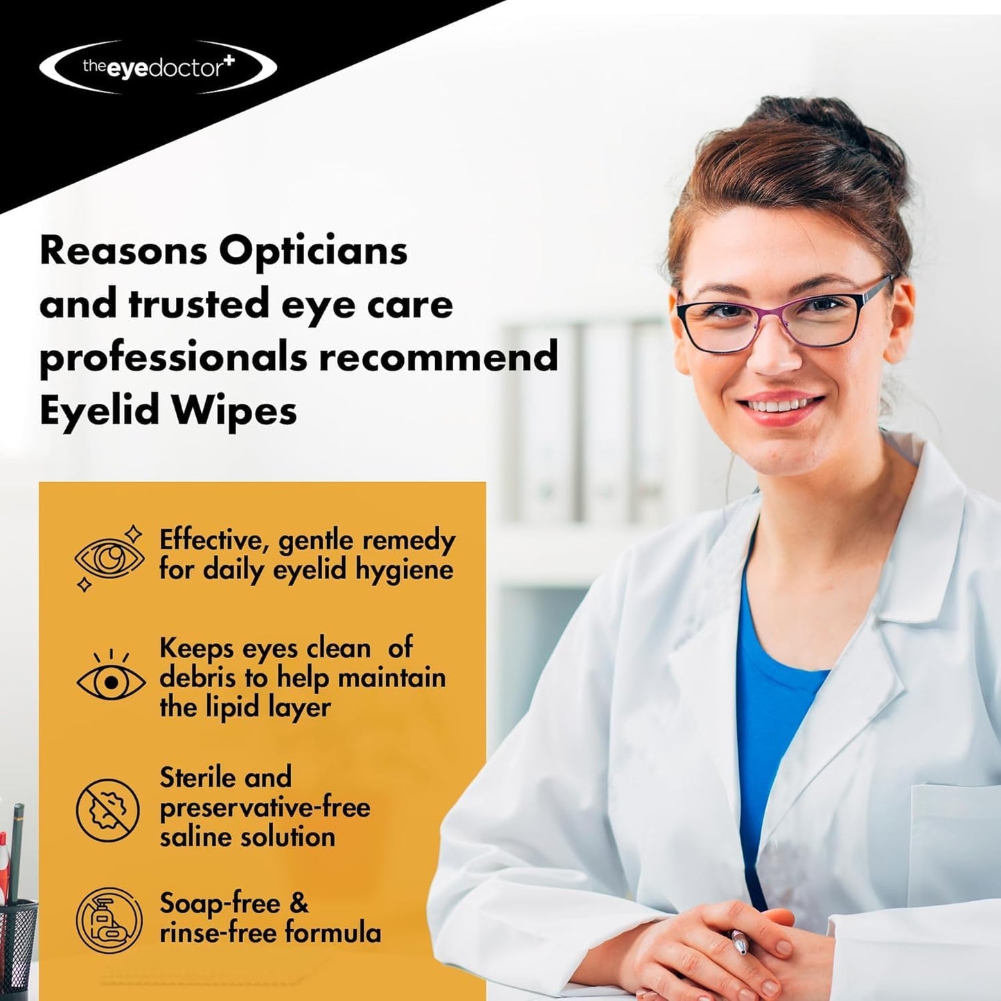 The Eye Doctor Biodegradable Eyelid Wipes - 20 x Single Use Eye Cleaning Wipes for Daily Lid Care - Individual Preservative Free Sensitive Eye Cleaner - Soothes Cleans and Refreshes