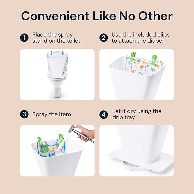 Cloth Diaper Sprayer Splatter Shield - White, Plastic, 1 Count - Splash-Proof Diaper Sprayer Shield - Essential Baby Registry Must-Haves - Portable Nursery Bucket for Baby Essentials