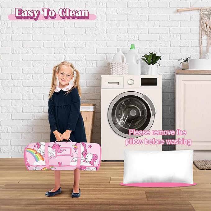 Toddler Nap Mat Kids Sleeping Bag 59"×24", Soft Slumber Bag with Removable Pillow and Blanket for Kids Girls Boys,Roll Up Sleeping Mat Thick for Camping,Daycare, Kindergarden