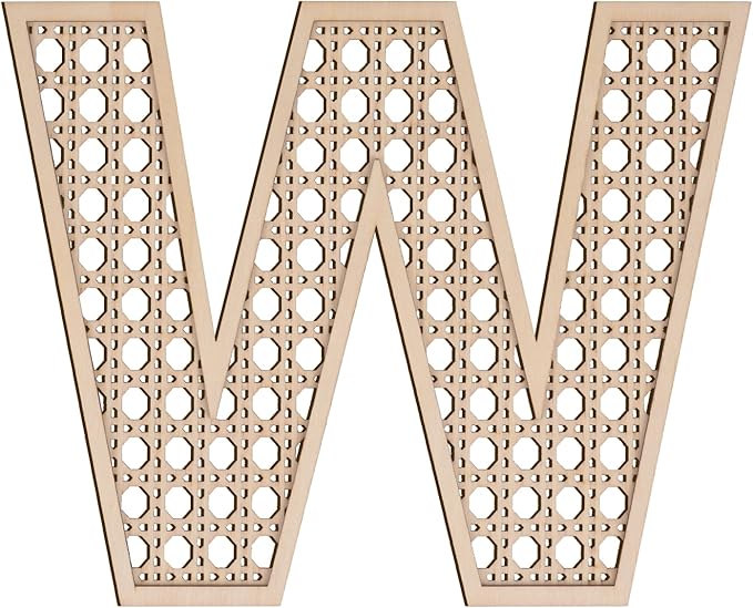 Large Boho Wooden Rattan Letters 12 inch for Nursery Decor Wood Letter W Wall Decors for Baby Girl Boy Bedroom Home Rustic Name Sign Birthday Wedding Decorative Letters