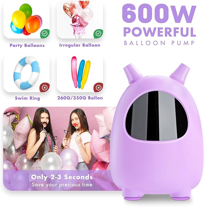 Balloon Pump Electric, SPLAKS Balloons Inflator Air Pump Portable Balloon Blower for Garland Arch, Party Decoration