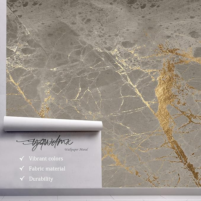 -Gold Abstract Marble Texture Bedroom Wallpaper XT15 L 180" x 115"