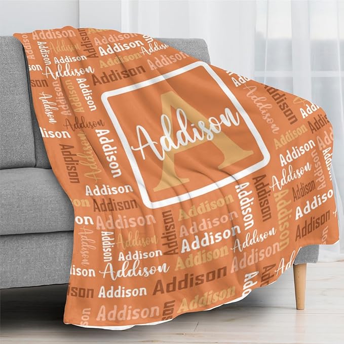 Dr.TOUGH Name Blanket Personalized Blanket for Adult Kids Flannel Customized Personalized Blankets and Throws