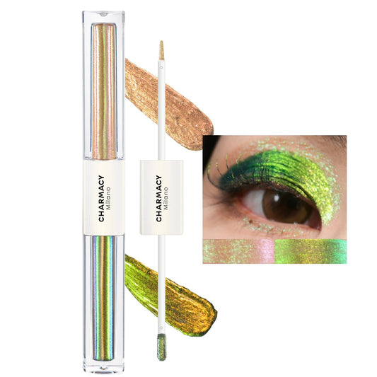 CHARMACY 2 in 1 Starlit Duochrome Liquid Eyeshadow, Glitter Sparkle Colorful Liquid Eyeliner, Quick Drying, High Pigmented, Long lasting Holographic Glitter Multichrome Eye Makeup #02