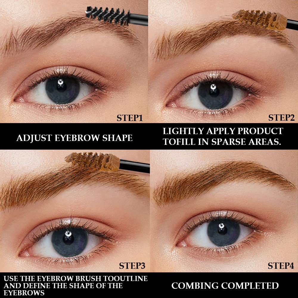 Tinted Thickening Brow Mascara,Brow Fast Sculpt,Waterproof, Transfer-proof, Brush to Fill in Eyebrows and Cover Gray Hairs - Cruelty Free - Light Medium Brown (2pcs 03 Auburn)