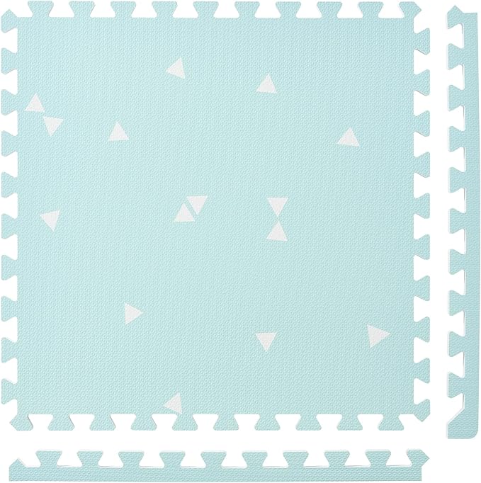 PopsyKosy Premium Baby Floor Play Mat - Thick & Cushioned 0.5 inch Playroom Foam Mat, Non-Toxic Odorless - 6 Tiles - Spacious 6x4 ft. - Stylish & Large, Waterproof for Kids & Toddlers - Triangle Blue