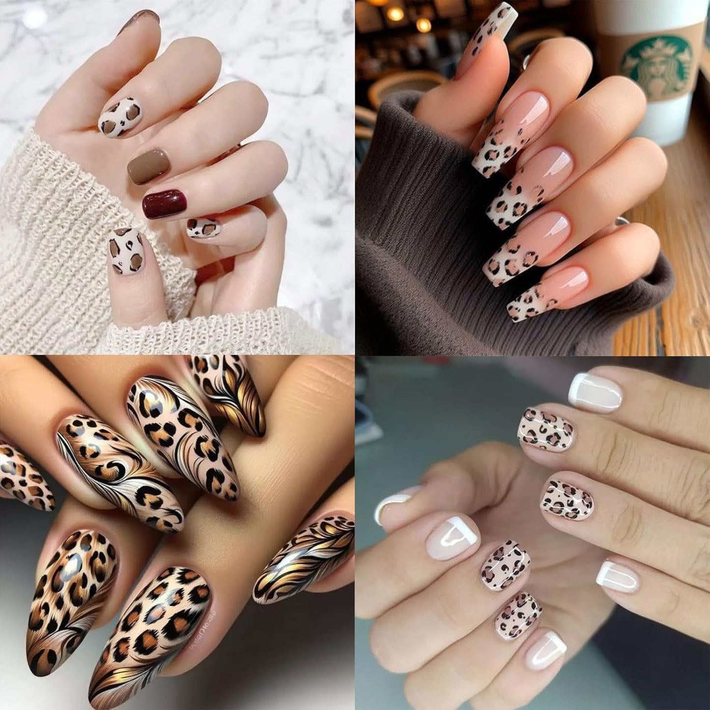 8Sheets Leopard Nail Stickers for Nail Art,3D Self-Adhesive Nail Decals Holographic Leopard Snake Tiger Nail Sticker Colorful Leopard Print Pattern Nail Design for Women Girls DIY Manicure Decoration