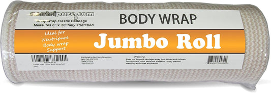 Neutripure Elastic Stretch Body Wrap - Bandage with Velco - 8 Inch Wide Jumbo Roll for Stomach