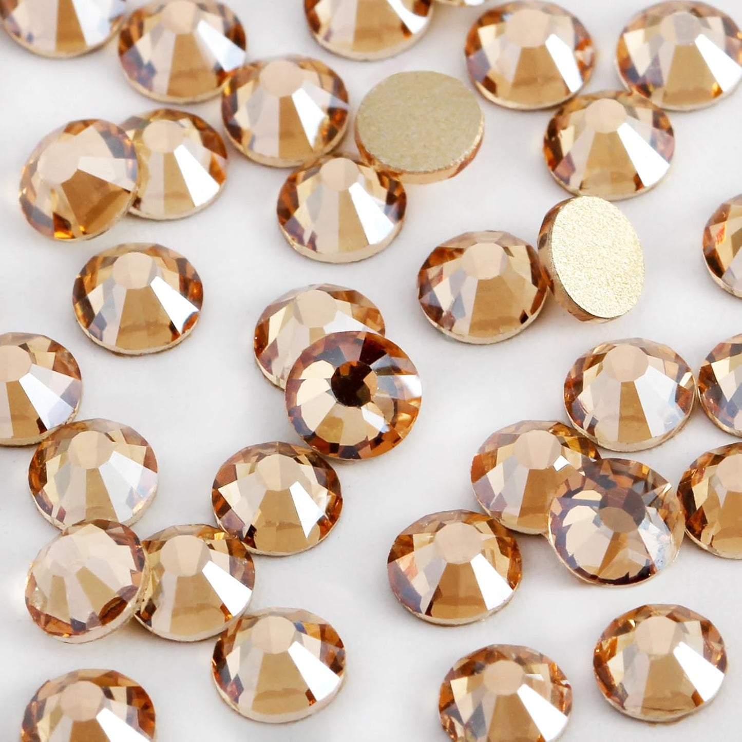 2000 PCS SS20 Flatback Rhinestones,12-Facet Diamond-Cut Glass Gems for Nail Art,Clothing,DIY Crafts,Glue-On Decoration Stones with Silver Backing,Golden Shadow