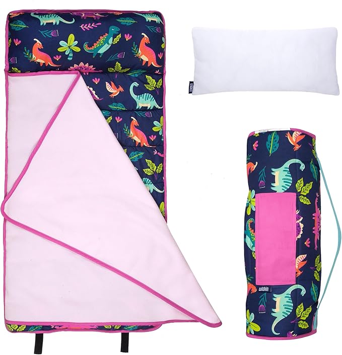 Wildkin 43-inch Kids Nap Mat – Soft Microfiber Toddler Sleeping Mat with Pillow