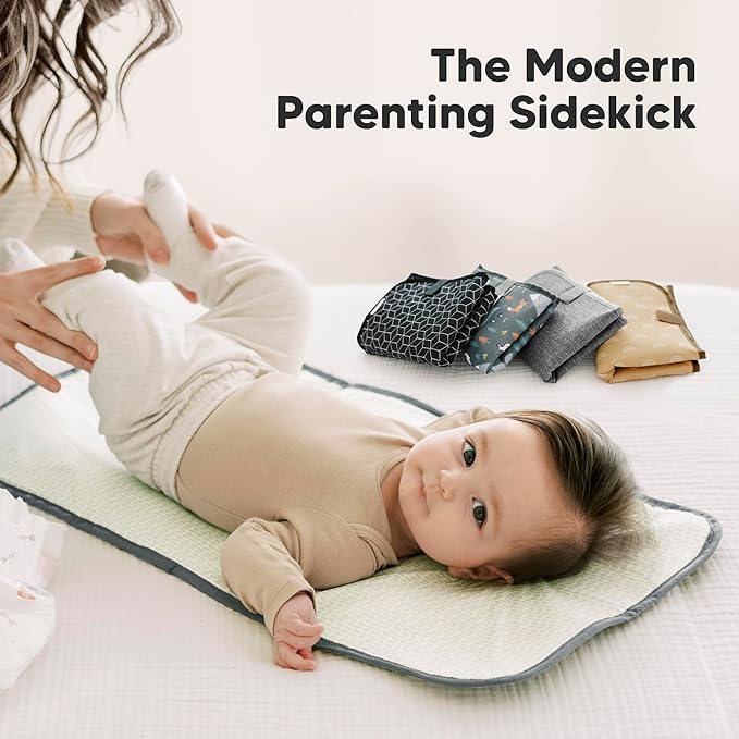KeaBabies Portable Diaper Changing Pad, Easy Wipe Clean - Foldable Waterproof Baby Changing Mat for Diaper Bag, Compact, Lightweight, 25x13 Newborn, Infant, Baby Changer Travel Essential (Woods)