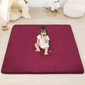 1.3" Thick Baby Floor Play Mat 50x50, Basic Padded Foam Mat for Tummy Time Crawling, Non Slip Cushioned for Babies Toddlers Infants Kids (Burgundy)