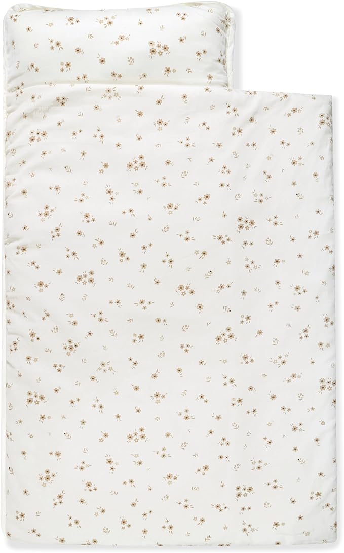 Makemake Organics GOTS Certified Organic Cotton Nap Mat with Detachable Pillow for Kids Soft Sleeping Bag for Toddlers, Boys, Girls - Ideal for Daycare, Preschool, Kindergarten