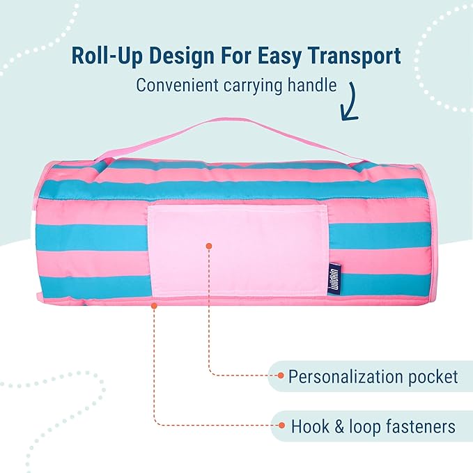 Wildkin 43-inch Kids Nap Mat – Soft Microfiber Toddler Sleeping Mat with Pillow