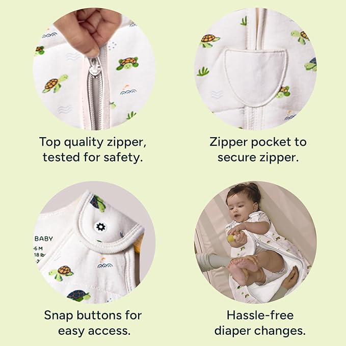 1.5 TOG Sleep Sack - Premium Organic Cotton, Soft, Breathable, Wearable Blanket for Newborns, Infants & Toddlers (6-12 Months), Unisex Baby Sleeping Bag, Gifts for Babies