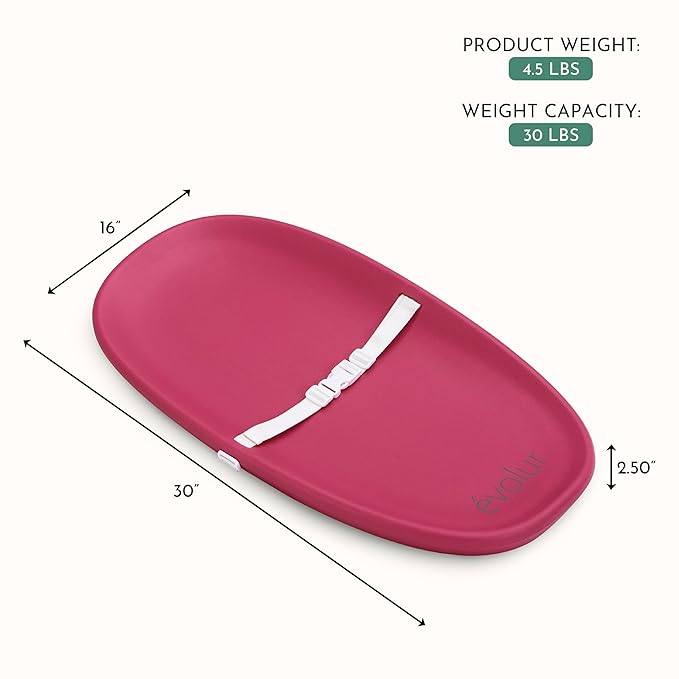 évolur Eva Baby Changing Pad, Soft, Lightweight and Portable Changing Pad, Fits All Changing Table, Waterproof Firm Padding - Fuschia Pink