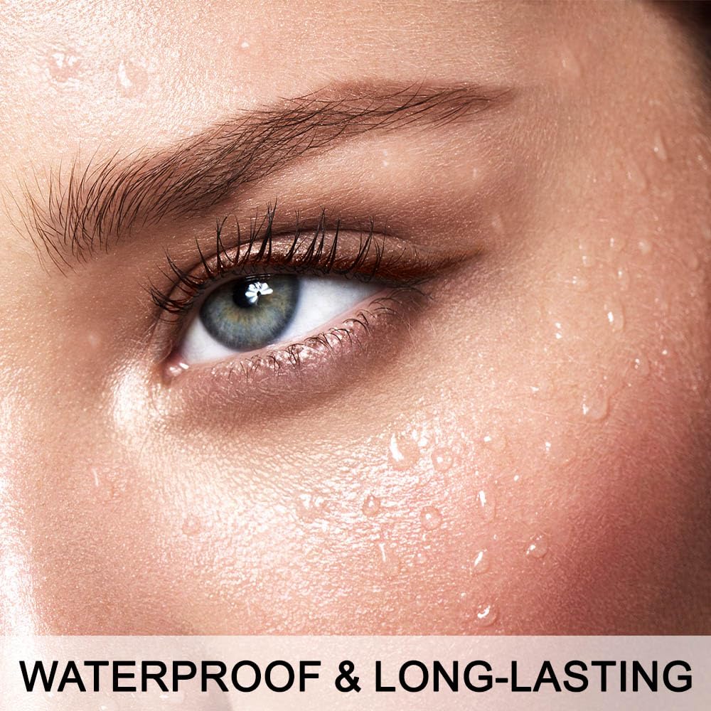 evpct 2Pcs Black & Dark Brown Color Gel Glitter Eyeliner Pencils Set for Women Waterline Waterproof Smudge Proof lapiz de ojos delineador de ojos contra el agua Eye Liner Makeup