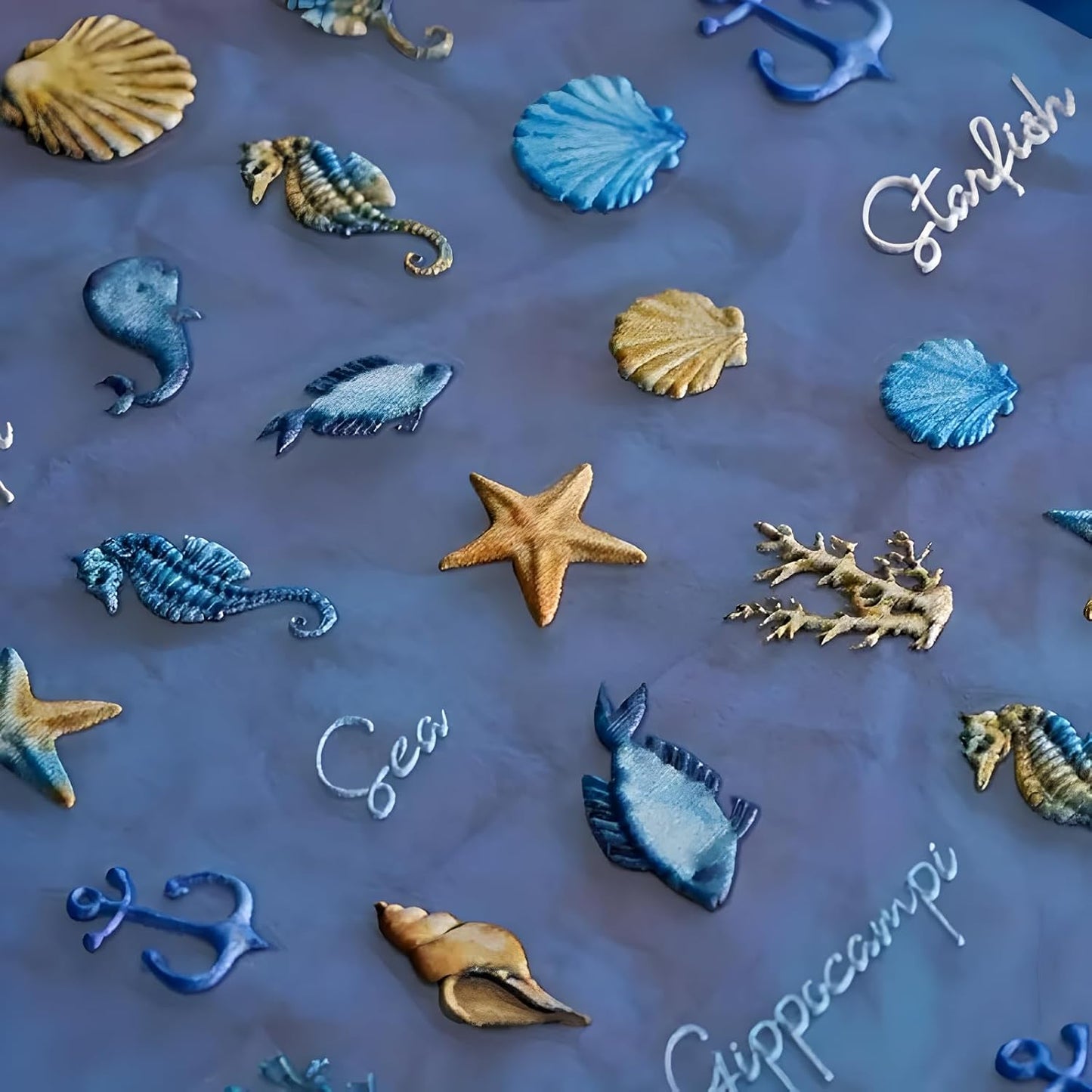 Summer Nail Art Stickers Decals 5D Embossed Self Adhesive Blue Seashell Starfish Nail Stickers Ocean Nail Decals for Nail Art Marine Life Nail Design Decoration Accessories for Women 2 Sheets
