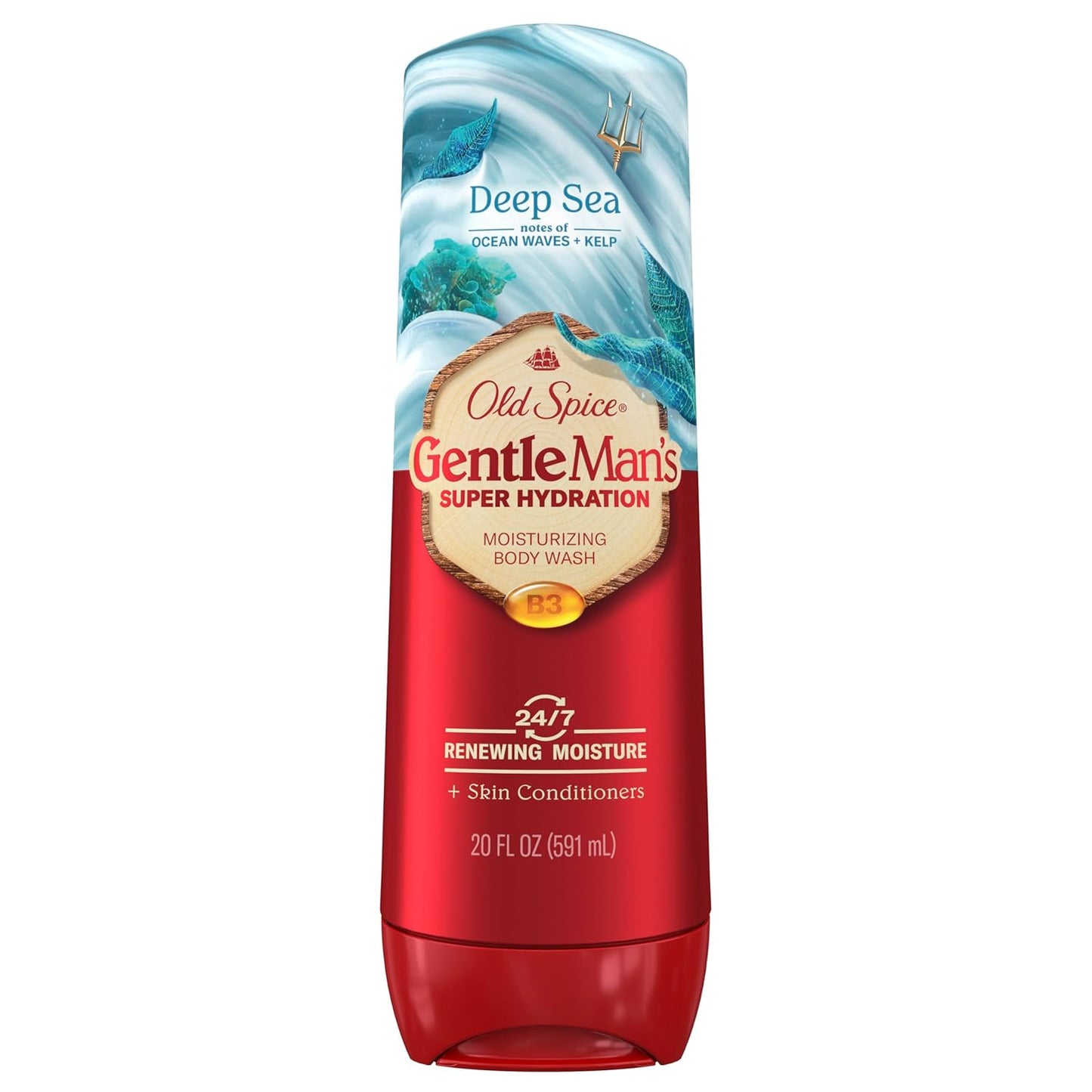 Old Spice Body Wash GentleMan’s Super Hydration for Men, 24/7 Renewing Moisture, Gentle on Skin with Skin Conditioners, Deep Sea with Ocean Waves + Kelp Scent, 20 oz