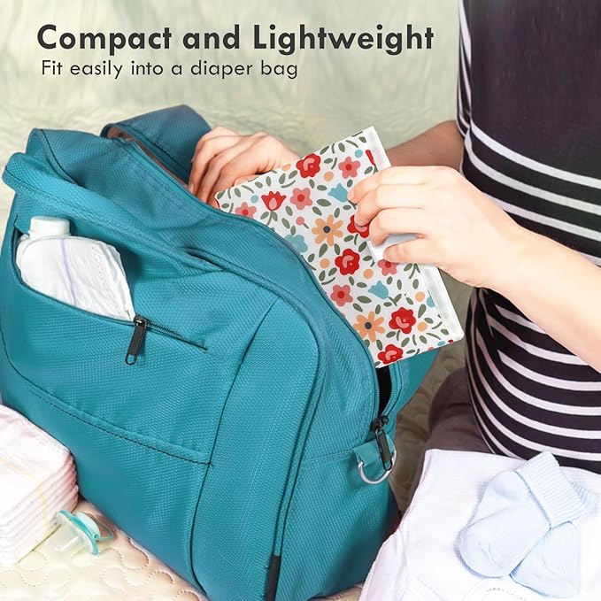 Portable Diaper Changing Pad for Baby - Waterproof Compact Changing Mat with Wrist Strap - Wipeable Travel Changing Pad for Diaper Bag - Gifts for Baby Shower by PHOEBUS BABY(Multicolor Floral)