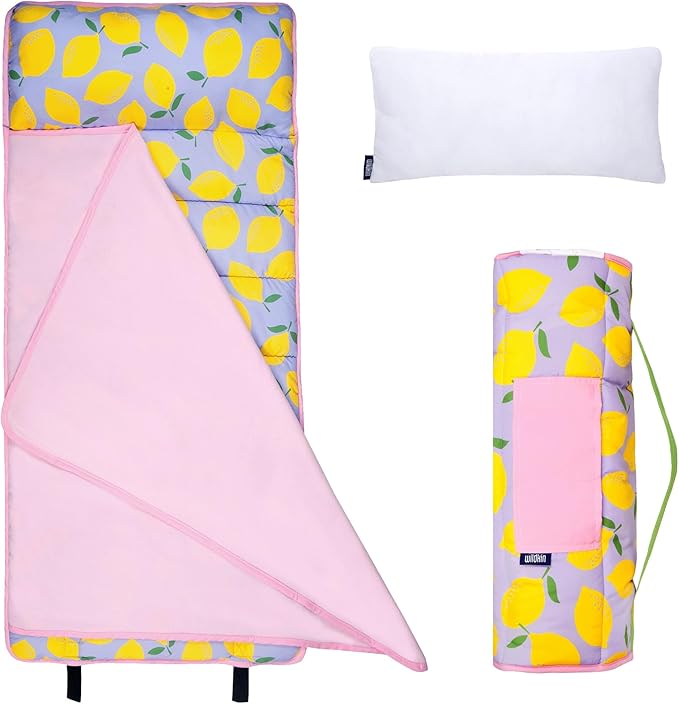 Wildkin 43-inch Kids Nap Mat – Soft Microfiber Toddler Sleeping Mat with Pillow