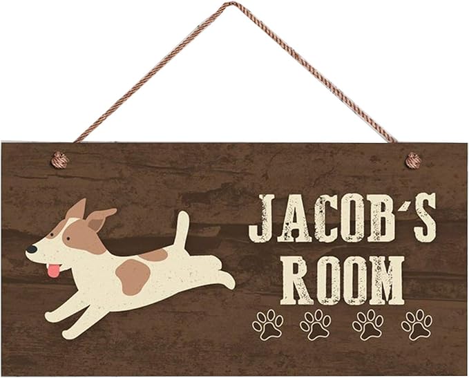 Customized Puppy Dog Sign Woodland Sign Custom Kids Name Door Sign Personalized Baby Nursery Wall Decor