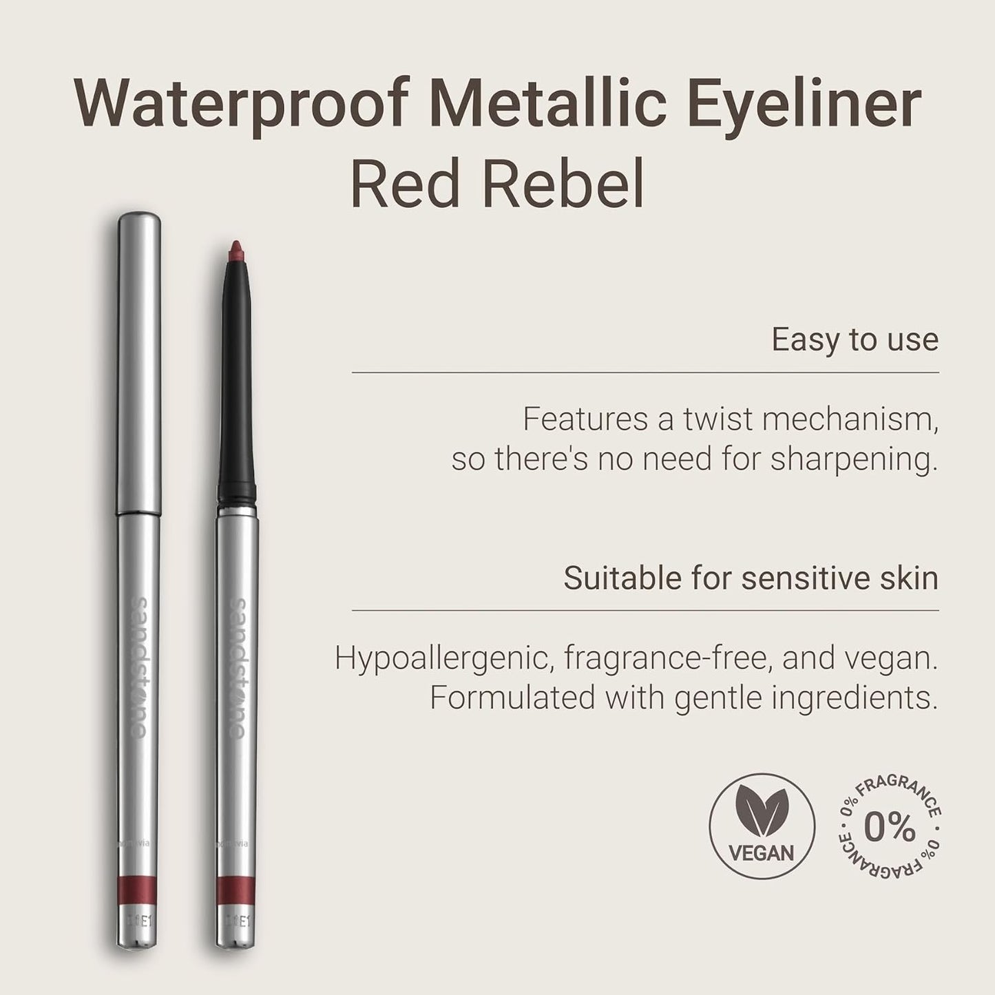Hypoallergenic Waterproof Red Rebel Eyeliner Pencil